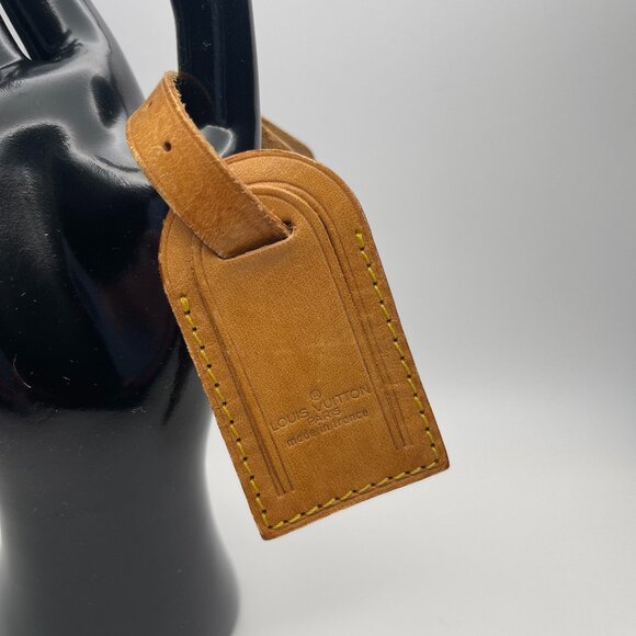 Louis Vuitton Vintage Vachetta Leather Luggage Tag Bag Charm - Brown - Preowned - Picture 1 of 5